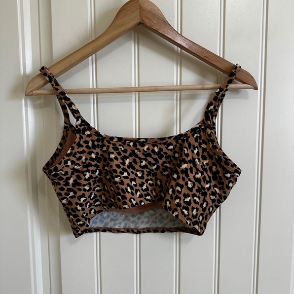 Aerie Scoop Bralette Leopard Print Crop Top Cute Casual Trendy‎ Medium - Picture 5 of 6